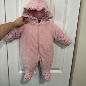 miniwear Pink Hooded Plush Footed Baby One-Piece